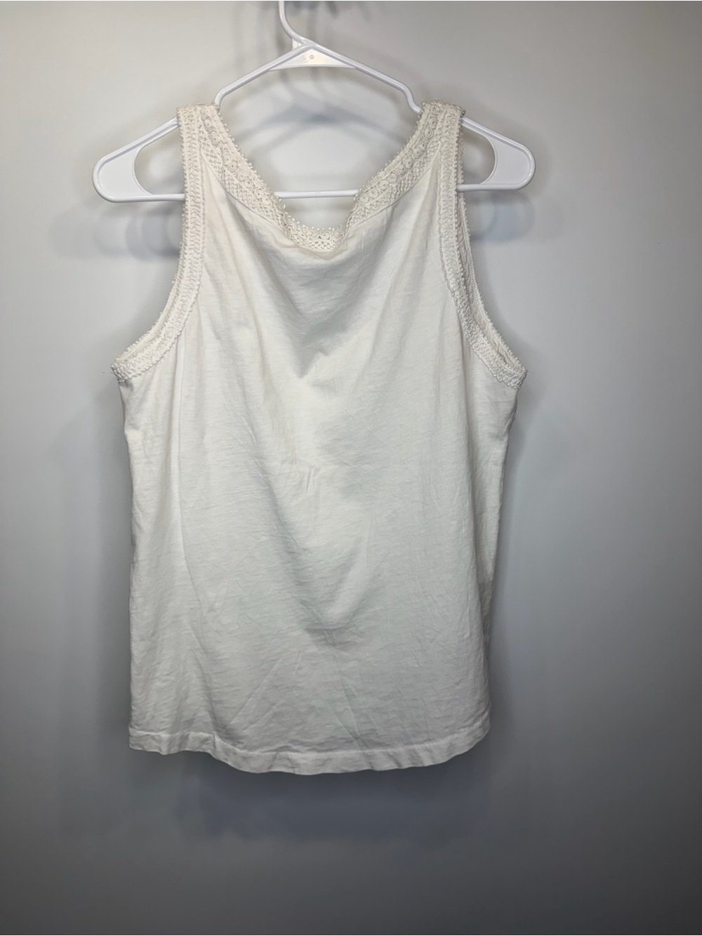 J.Crew White Crochet Trim Tank Top Size Large - Picture 10 of 11